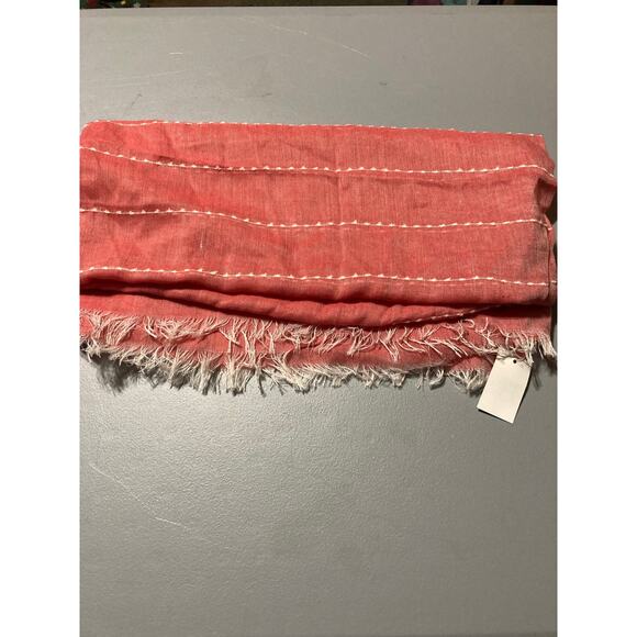 Bloomingdale’s Infinity Scarf coral pink with fringe edge NWT - Picture 2 of 5